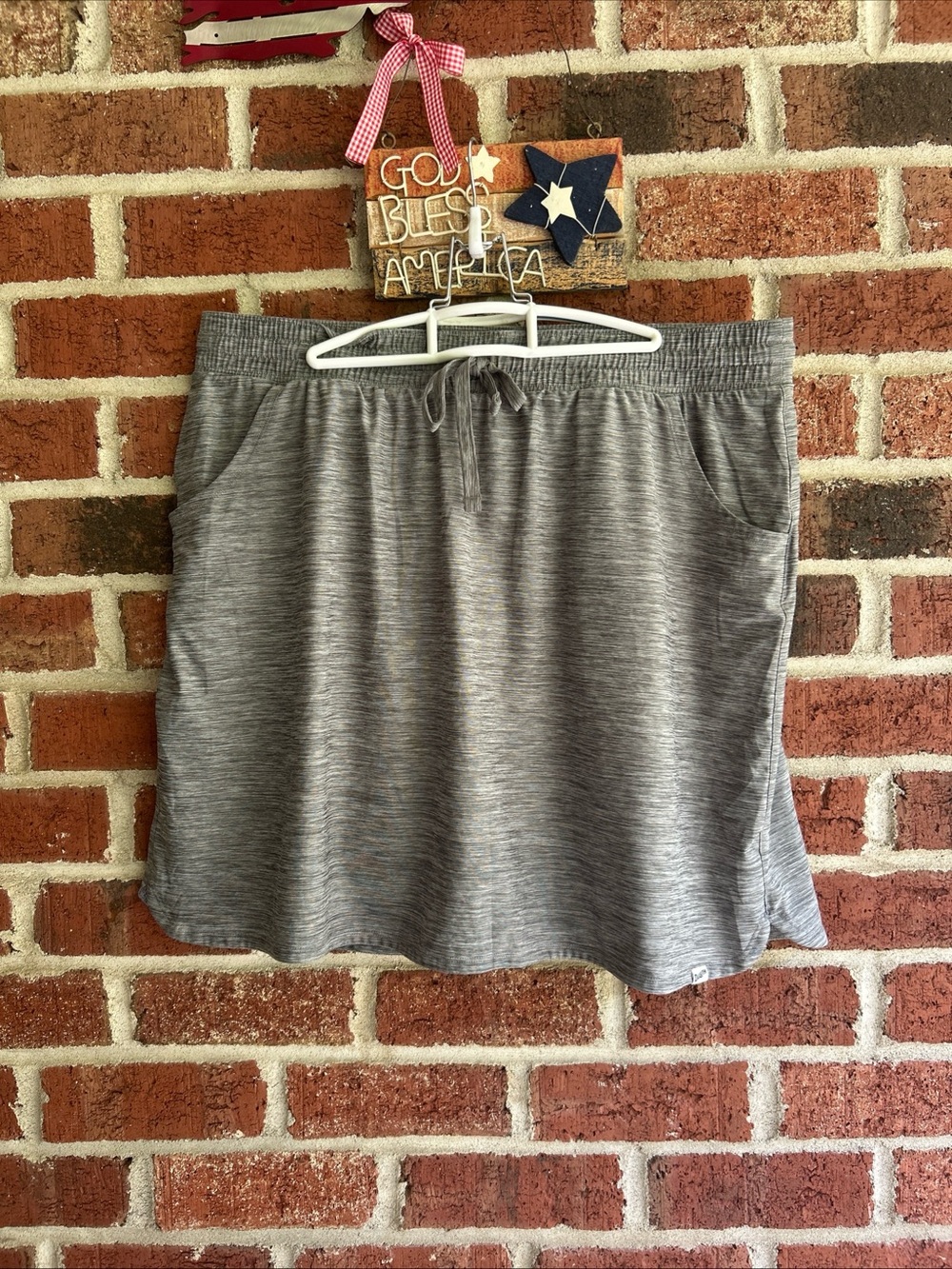 Duluth Trading Co Gray Space Dye Knit Skort Skirt XL Athleisure Travel New!